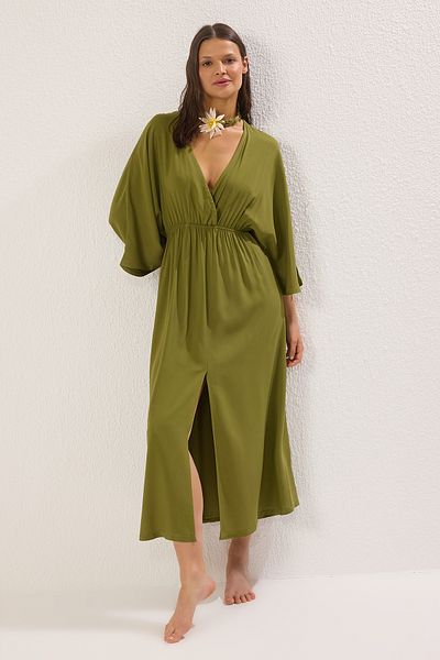 Trendyol Collection Πράσινο Maxi Woven Beach Φόρεμα - TBESS25EL00083