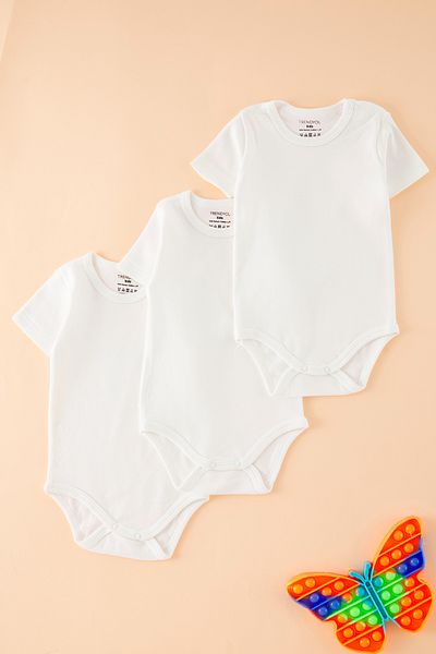 TRENDYOLKIDS White Unisex Baby Cotton 100% Basic Bodysuit/Body Tkdss25Zo00003