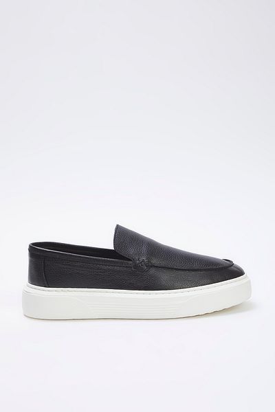 TRENDYOL SHOES Černá pánská mokasína z pravé kůže Takss25La00014