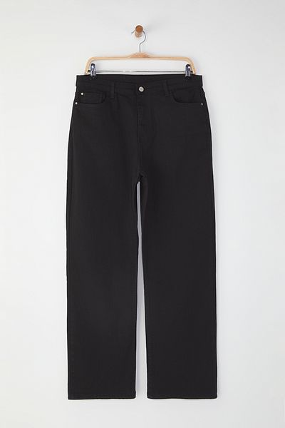 Trendyol Curve Non-Fading Black High Waist Plus Size Straight Fit Jeans Tbbss25Cj00036