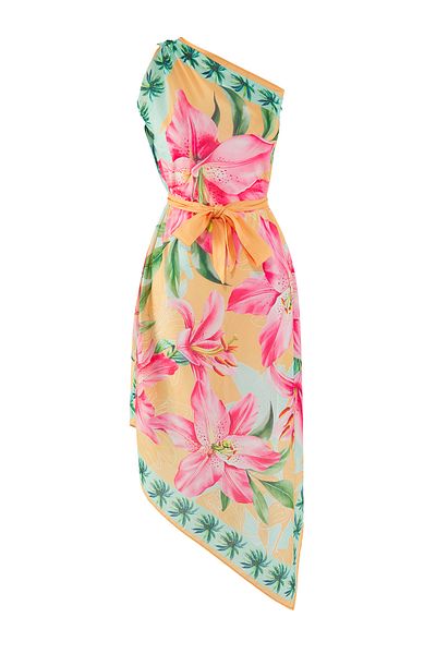 Trendyol Collection Beachwear Floral Pattern Midi Woven Belted Dress Tbess25El00053