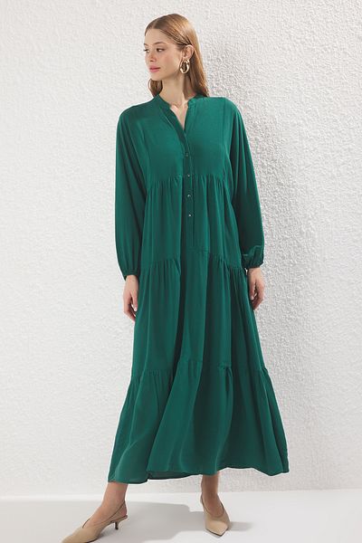 Trendyol Modest Smaragdgrünes Viskose-Webkleid TCTSS24EB00221