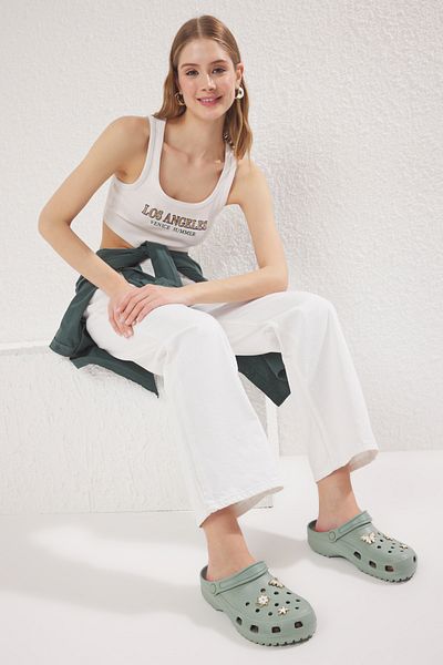 TRENDYOL SHOES Mint Buckle Accessory Detailed Light Sole Women's Eva Closed Front Sandals Slippers Takss25Sd00033