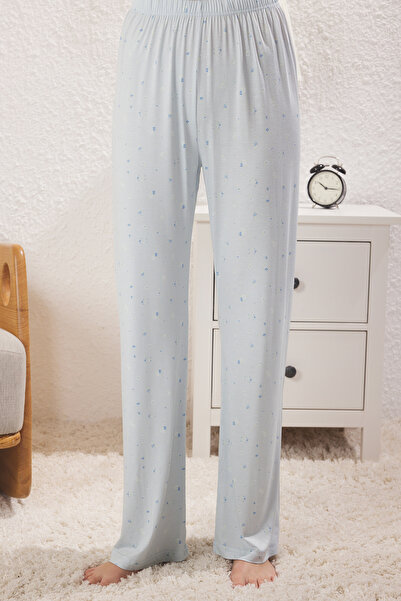 Trendyol Collection Set de pijamale tricotate cu dantelă florală și curea de frânghie