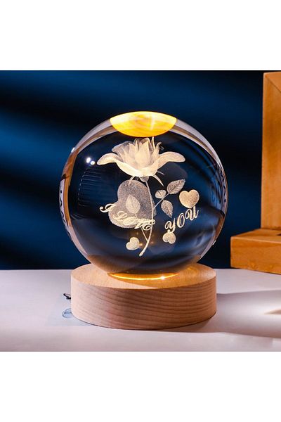 Choice Usb Plug Light Pink Natural Light Hot 6cm 3d Crystal Ball Stitch Pikachu Wooden Base With 6cm Crysta