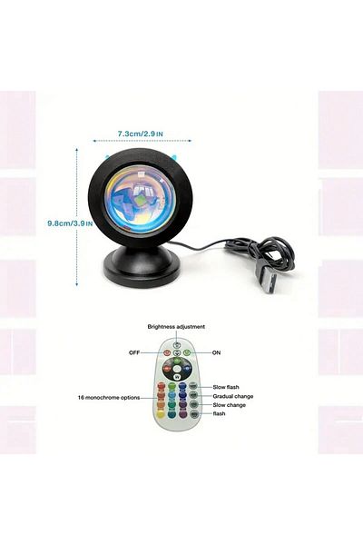 Choice 16 Color 1pc-the New Sunset Light Comes With Earbuds And Remote Control In 16 Colors Customized Vers