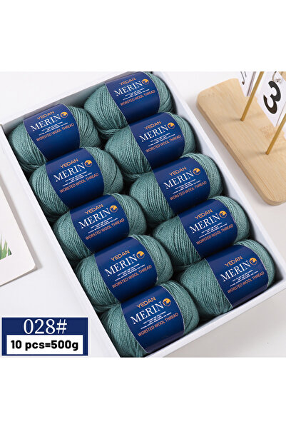 Choice 28 غزل صوف ناعم أخضر داكن 500 جرام، حياكة يدوية، خريف وشتاء للرجال وال...