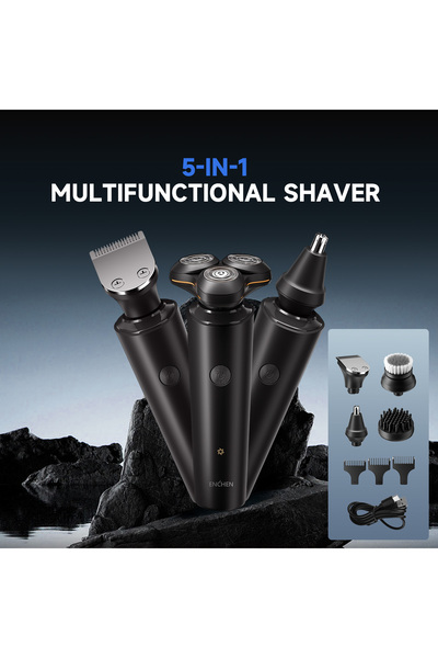 Choice ماكينة حلاقة كهربائية ENCHEN X8S-C سوداء اللون مزودة بأربعة رؤوس بديلة...