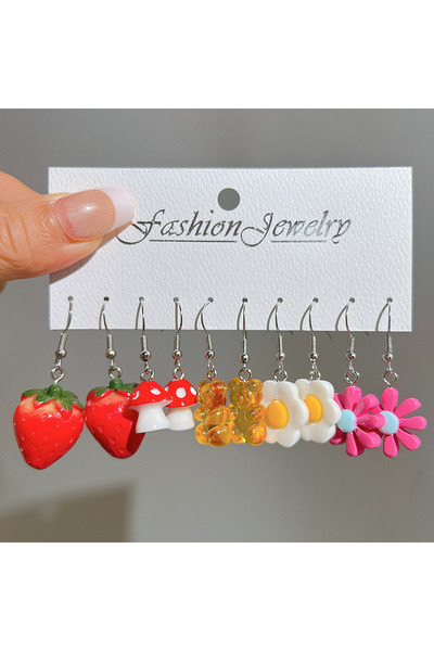 Choice AY5870401 مجموعة أقراط أنيقة من مشروبات الفاكهة الحلوة للنساء، طعام لط...