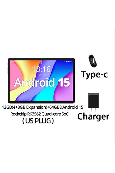 Choice 8GB 64GB(USPLUG) BMAX Kids Tablet I9 Plus Android 15 GPU G522EE 8GB RAM 64GB ROM 10.1 Inch Allwinner