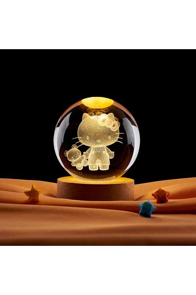 Miniso goose yellow 6cm 3D Crystal Ball Kuromi Stitch Pikachu Doraemon A Dream Hello Kitty Crystal Planet N