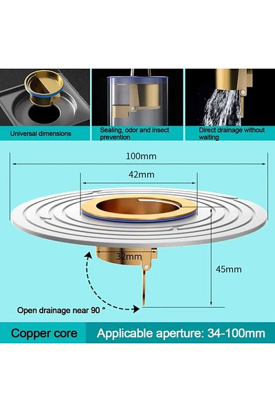 LEENKEA White copper core Brass Floor Drain Core Fast Drainage Odor And Insect Proof Drain Sink Strainer Sho