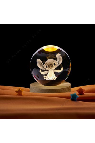 Choice USB Plug Stitch-01 5cm Lilo and Stitch Disney Unique 3D Crystal Ball Lamp LED Luminous Crystal Ball