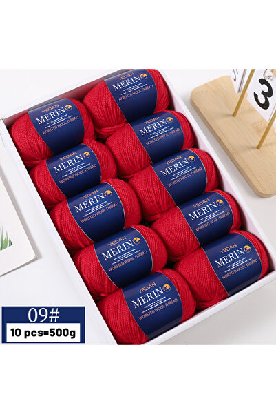 Choice 09 غزل صوف ناعم أحمر 500 جرام، حياكة يدوية، أزياء خريف وشتاء للرجال وا...