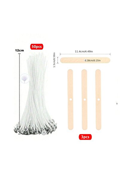 Choice حامل فتائل الشموع 12 سم 53 قطعة من القطن المشمع مع حامل شمعة أصلية بدو...