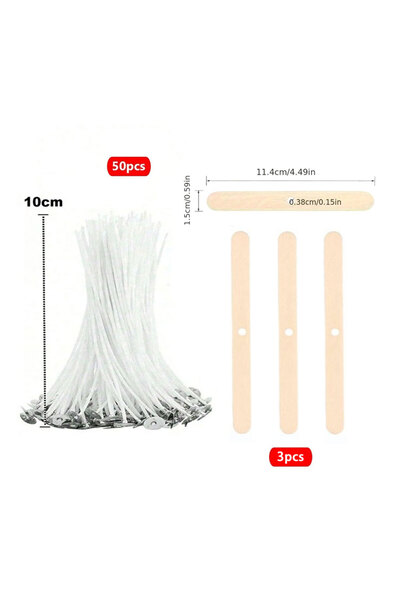 Choice مجموعة فتائل الشموع المصنوعة من القطن المشمع بطول 10 سم، 53 قطعة، مع ح...