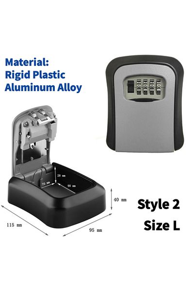Choice Black Gray A Wall Mount Key Lock Box 4 Digit Password Code Security Lock No Key for Home Office Key