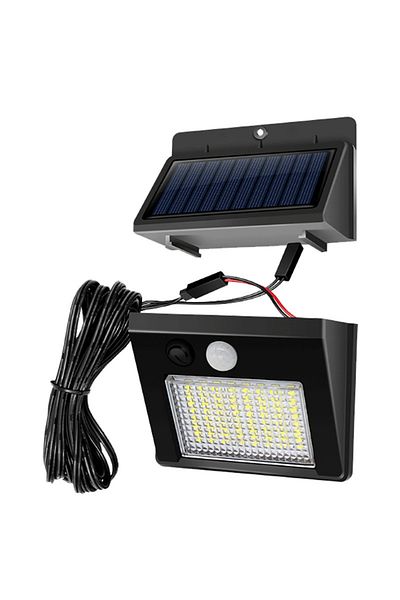 YTDMEN 48 مصباح LED 48 مصباح LED مقسم يعمل بالطاقة الشمسية مع مستشعر حركة PIR مصباح حائط يعمل بالطاقة الشمسية في الهواء الطلق IP65 مقاوم للماء