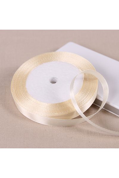 merylover Satin Ribbon 10mm beige 25 Yards 6/10/12/15/20/25/32/38/50/75mm Beige Color Polyester Satin Ribbon f