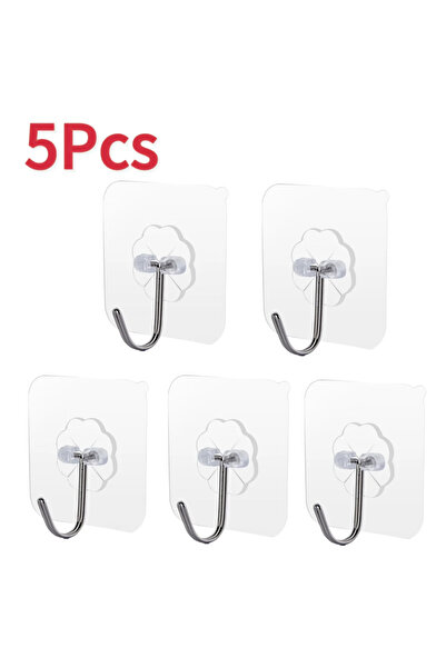 Choice B-5 قطع 5/10/20 قطعة خطاف لاصق ذاتي شفاف للباب والجدار رف حمل ثقيل للأطفال للمطبخ والحمام