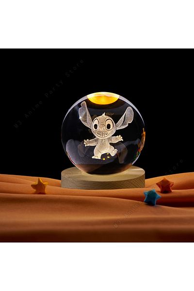 Choice USB Plug Stitch-03 5cm Lilo and Stitch Disney Unique 3D Crystal Ball Lamp LED Luminous Crystal Ball