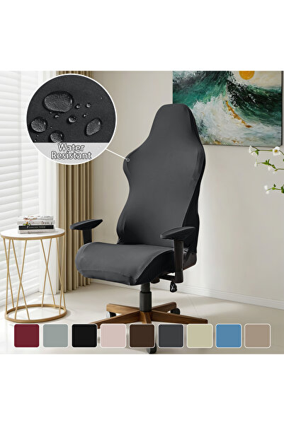 Choice غطاء كرسي تنافسي مرن من الحرير الحليبي المقاوم للماء والكهرباء، رمادي غامق، 4 قطع/مجموعة، تدريب