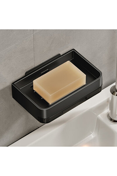 Choice حامل صابون من الحديد المعدني الأسود بدون حفر، طبق صابون حمام مع جدار ت...