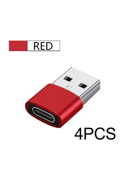 Choice 4 قطع باللون الأحمر 4 قطع محول USB إلى Type C OTG USB USB-C ذكر إلى Micro USB Type-c أنثى محول لأجهزة Mac