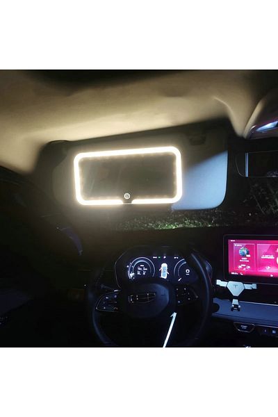 Choice 1 set SEAMETAL Car LED Makeup Mirror 3-Color Brightness Dimmable HD Sun Visor Plate Vanity Mirror To