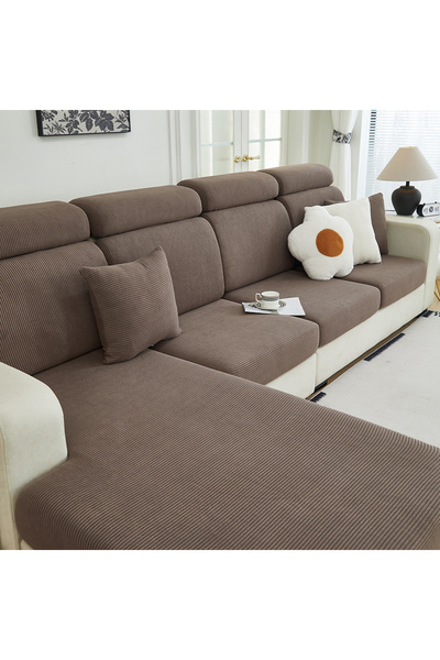 Choice غطاء مقعد أريكة بني مكون من قطعة واحدة من قماش الجاكار المرن لغرفة الم...