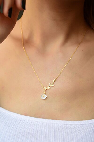 Papatya Silver 925 Ayar Gümüş Altın Kaplama Taşlı Yasemin Çiçeği Kadın Kolye