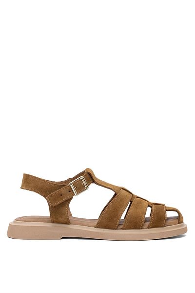 Ayakkabı Fuarı Women's Genuine Suede Leather Flat Sandals Elite Brk600S