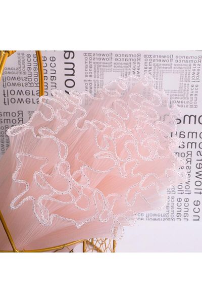Choice Silver- Champagne 28cmx4yard Flower Wrapping Paper Pearl Wave Yarn Flower Packaging Lace Mesh Floris