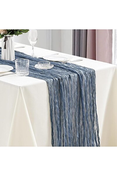 Choice مفارش طاولة من القماش القطني باللون الأزرق الباهت، 10 قطع، مفرش طاولة ...