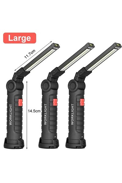 XIWANGFIRE 3PCS large Led Work Light Magnetic Base Hook Rechargeable 360°Rotating Portable Handheld Flashlight