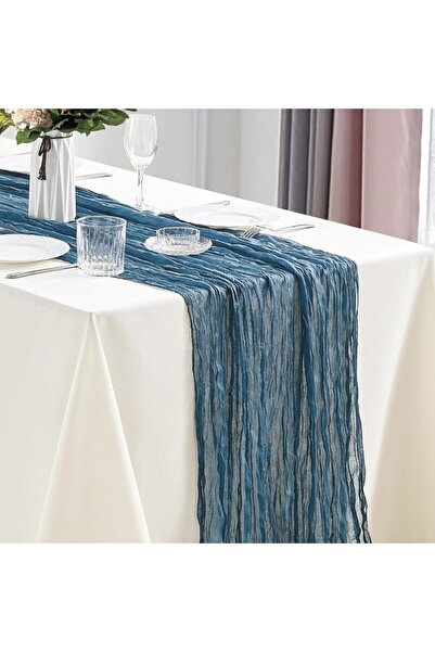 Choice Peacock Blue 10Pcs Cheesecloth Table Runner Boho Gauze Table Runner 40x270cm Romantic Table Runner f
