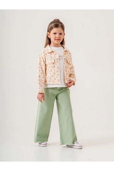 Zekids Set de două piese pentru fete, jachetă din denim cu modele florale