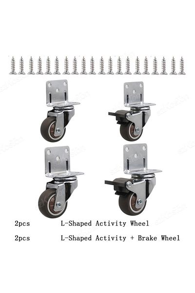 Choice 1.0 Inch 2Activity 2Brake 4pcs Universal Swivel Casters Heavy Duty Furniture Wheel Castor Silent Tro
