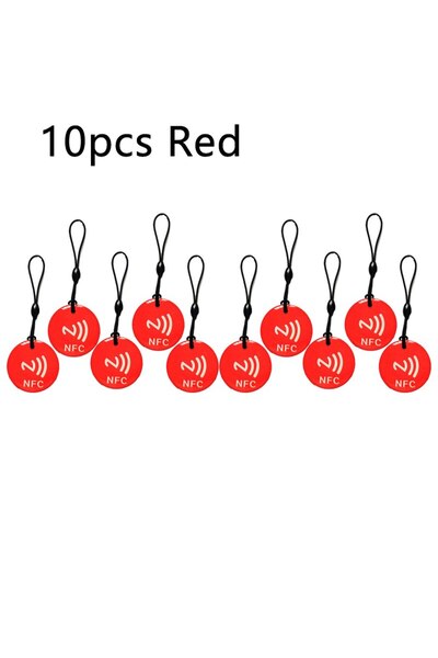 Choice1 10 قطع حمراء 10 قطع Ntag213 NFC Tag Lable Token مع حبل RFID 13.56MHz ...