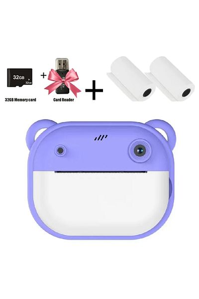 smvp Y600-purple Children Digital Camera Instant Print For Kids Thermal Print Camera Instant Photo Printi