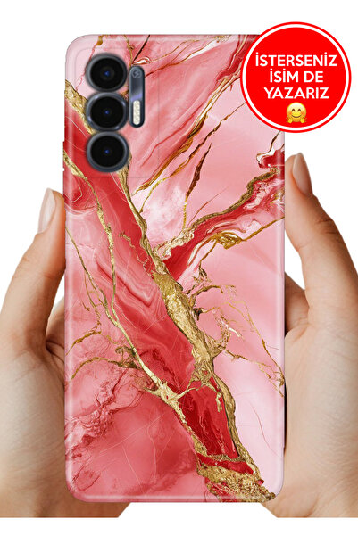 TECNO Pova 3 (LF7n) Kılıf Desenli Rubber Kamera Korumalı Silikon Pembemermer 32