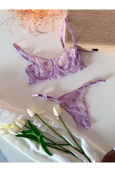BLUE AVCI LINGERIE Set sutien Purple Serenity Brode