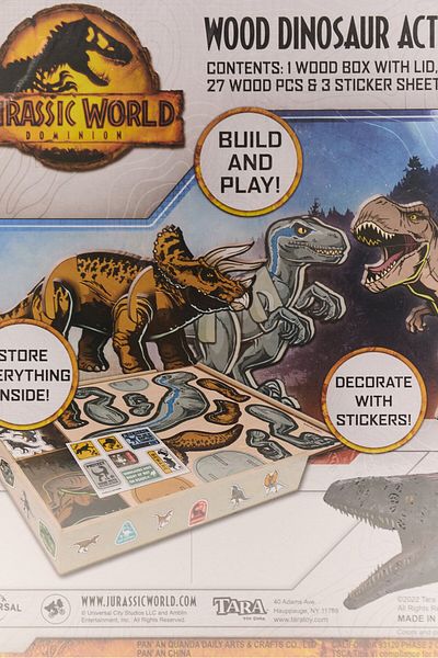 JURASSIC WORLD Wood Dinosaur Activity Building Set, Grey
