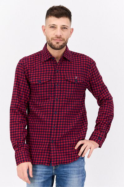 AMERICAN EAGLE Men Regular Fit Plaid Long Sleeve Casual Shirt, Red