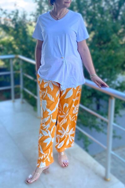 Mia Butik Large Size Spring Suit White-Orange