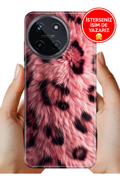 realme 11 4G Kılıf Desenli Rubber Kamera Korumalı Silikon Pembe Çitah
