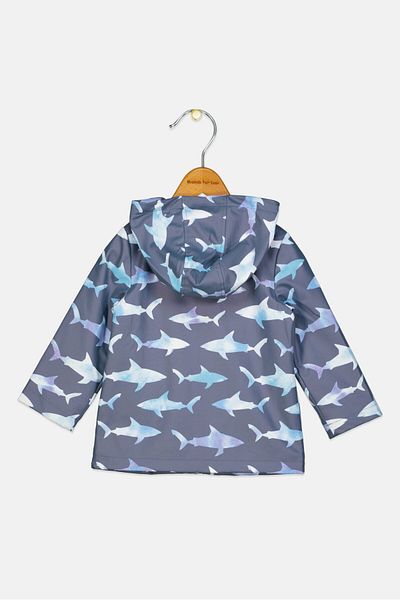 Andy & Evan Toddlers Boy Allover Print Hooded Jacket, Grey