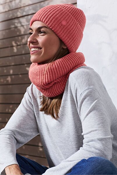 Tchibo Women Knitted Beanie Hat, Coral