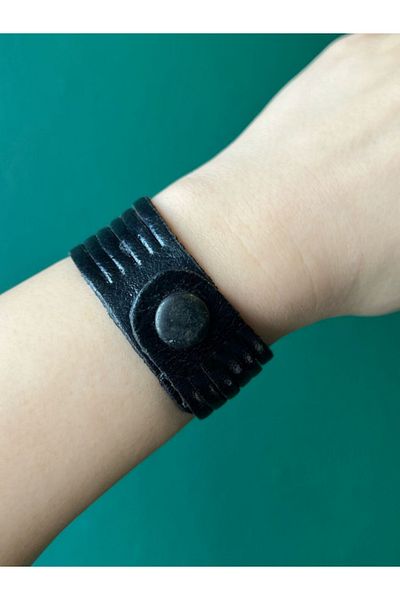 Tuana Trend Unisex Real Leather Bracelet Snap Detail Easy Use