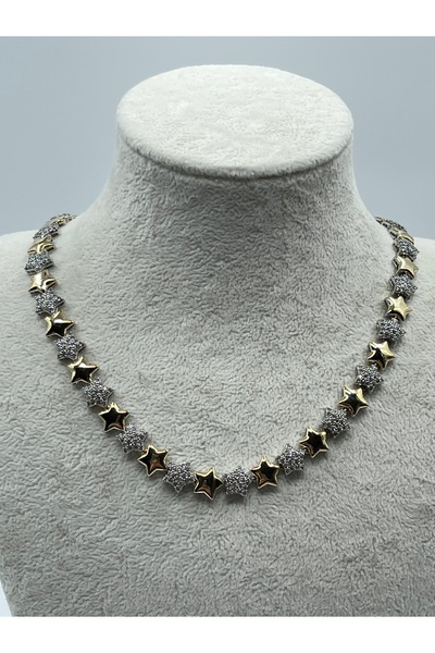 Belleza De Perla قلادة من الفولاذ مع قلب مزدوج اللون